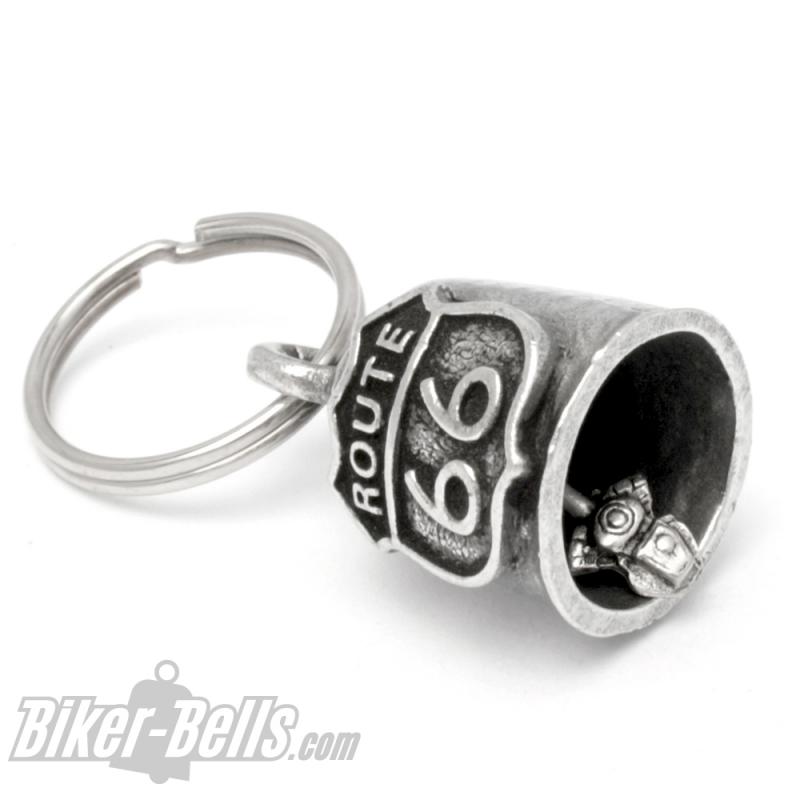 Gremlin Bell mit Route 66 Schild Glücksglocke Motorradfahrer Geschenk Biker-Bell